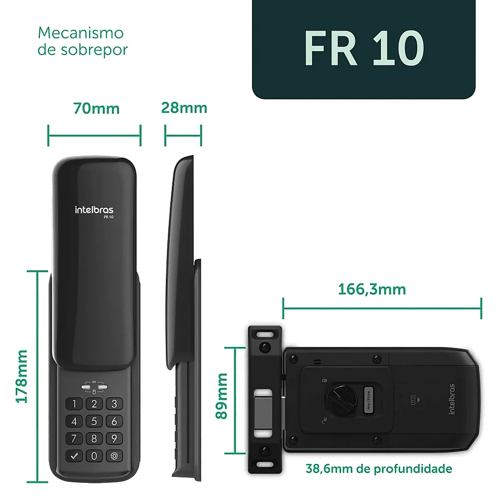 medidas fechadura eletronica intelbras fr10